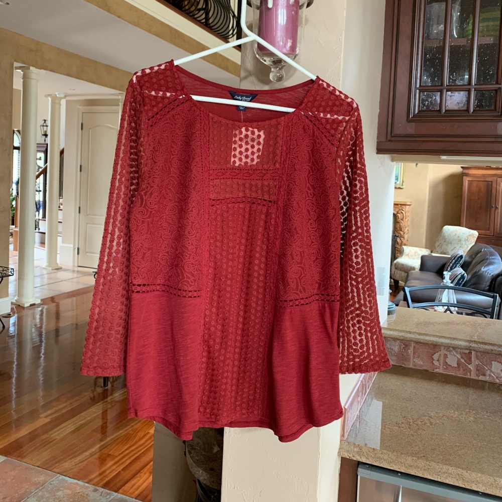NWT Lucky Brand 3/4 sleeve shirt with lace details